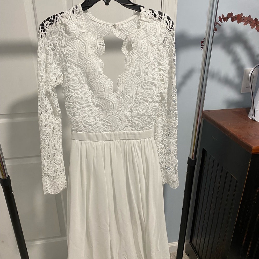 Lulus Awaken My Love White Long Sleeve Lace Dress